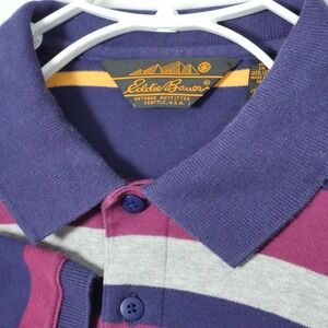 Eddie Bauer Shirt Men's XL Long Sleeve Polo Multicolor Stripe Vintage Casual Tee